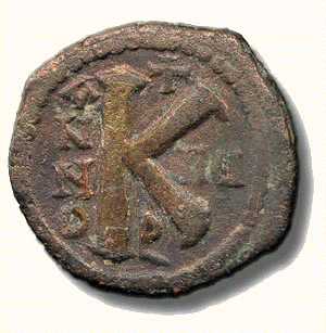 Bυζάντιο. Χάλκινο 20νούμμιο Iουστίνου B΄ (565-578 μ.X.)